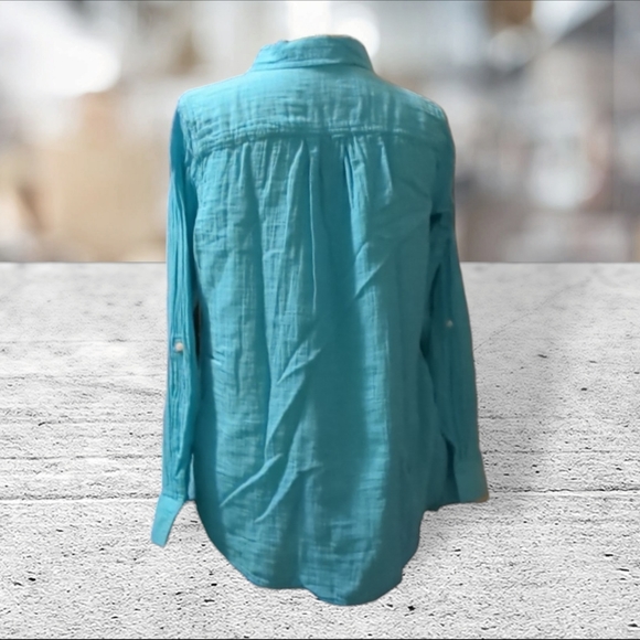NWT St John's Bay long sleeve button down top size M - Picture 3 of 15